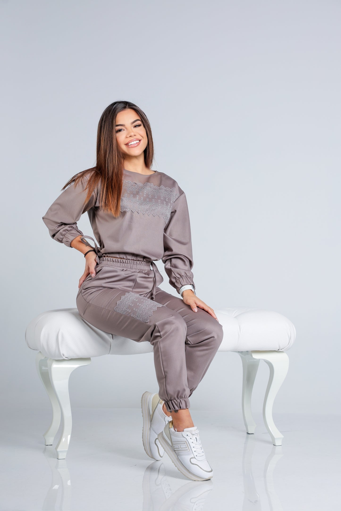 Комплект Biju – памук-сатен сет с дантела